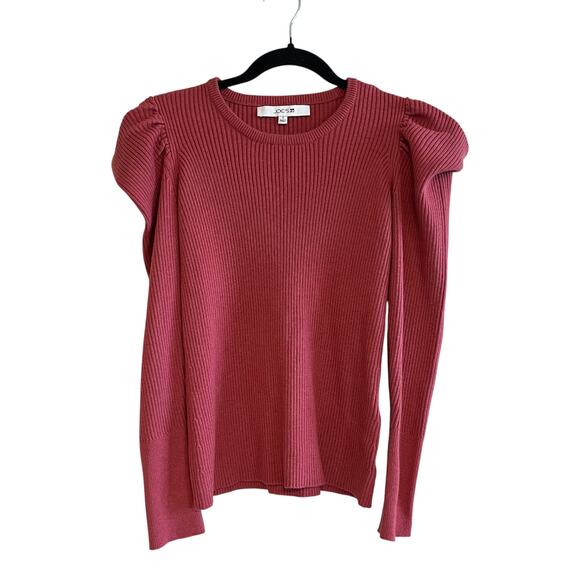 Joe's Wool Blend Ribbed Knit Puff Sleeve Sweater Slate Rose Size Small - Picture 2 of 7